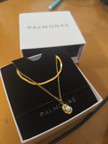 Customer photo review of Auric Pearl Layered Necklace