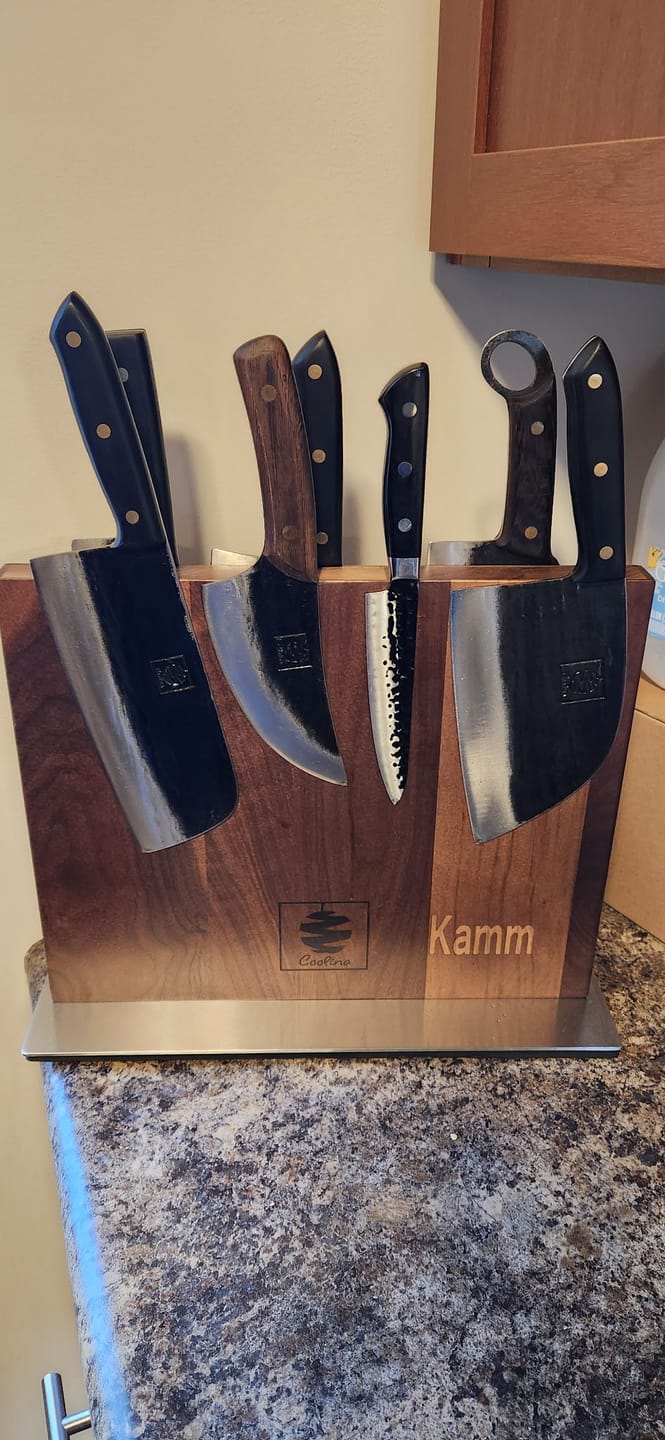Customer photo review of Walnut Magnetic Knives Holder