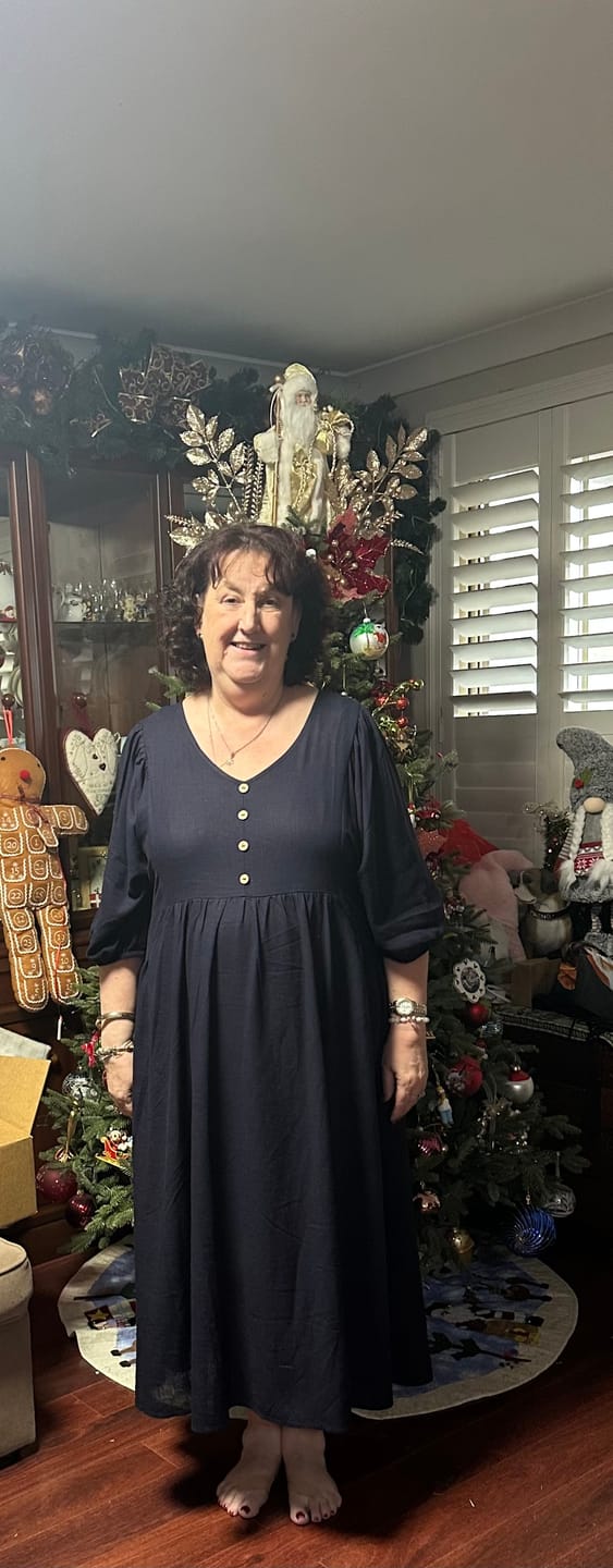 Customer photo review of Emery Midi Dress in Navy