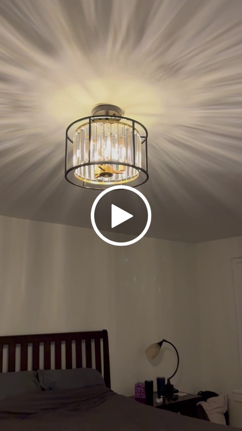 Customer video review of Glam Crystal Drum Round Semi Flush Ceiling Light