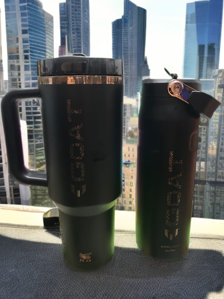Customer photo review of Messi x Stanley 1913 Quencher ProTour Flip Straw Tumbler GOAT Black | 1.1L