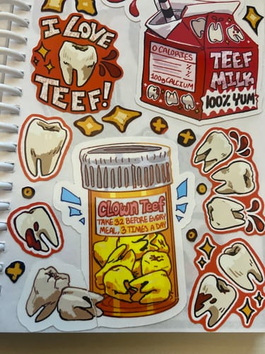 Customer photo review of Teeth Pills Stickers!