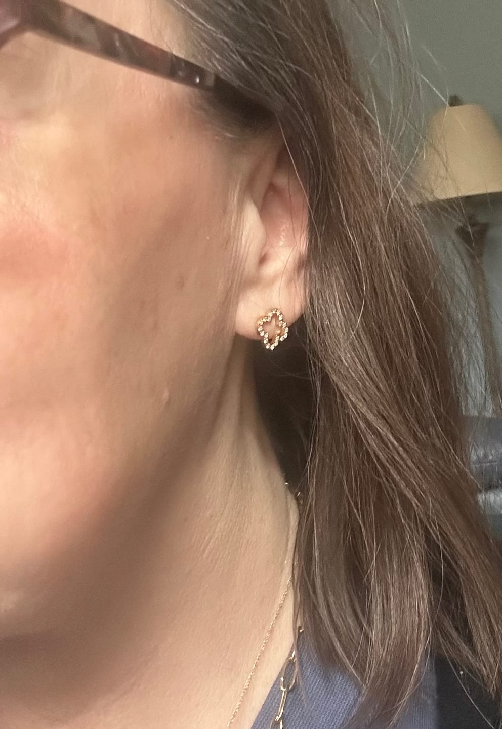 Customer photo review of Pavè Clover Studs