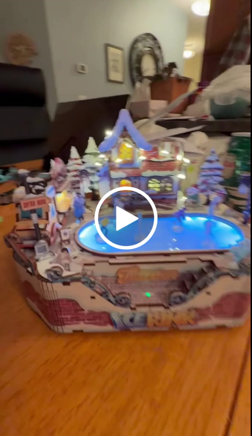 Customer video review of Ice Rink Spinning Skater DIY Wooden Music Box