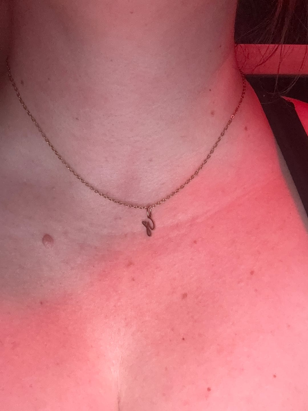 Customer photo review of Gold Letter Heart Necklace