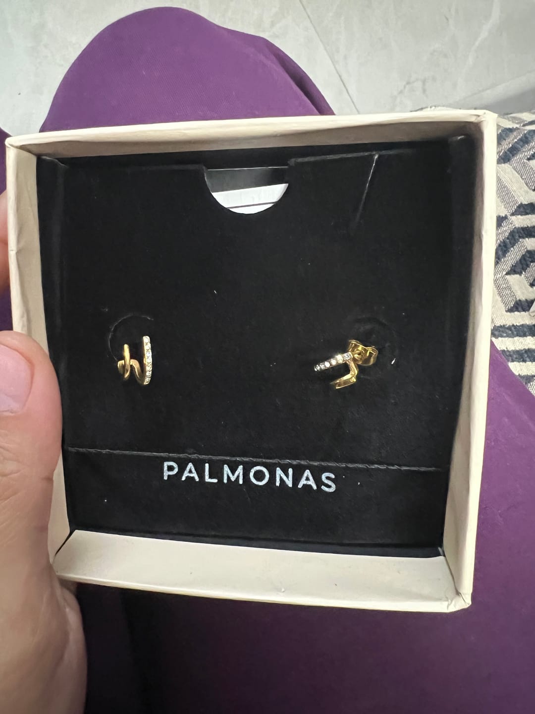 Customer photo review of Crystal Curve Earrings