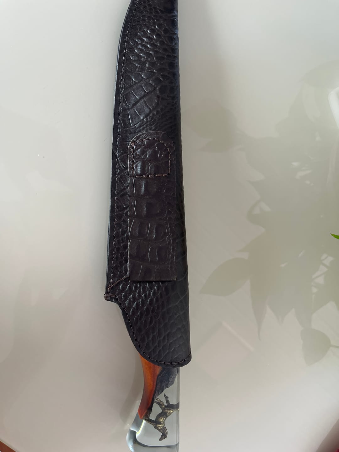 Customer photo review of Faca de Churrasco 10" 3mm Lâmina Modelo Laçador  com Cabo Pingente Cavalo + Case especial em couro