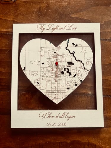 Customer photo review of Where It All Began 3D Wooden Location/City Map
