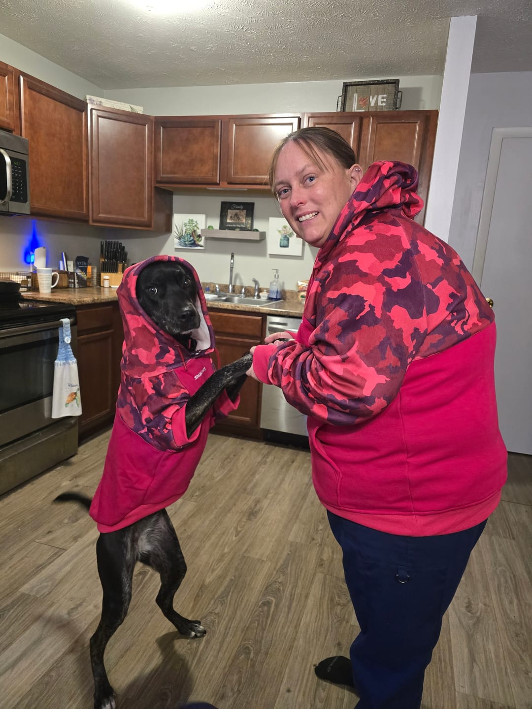 Customer photo review of Fuchsia Camo Human Hoodie