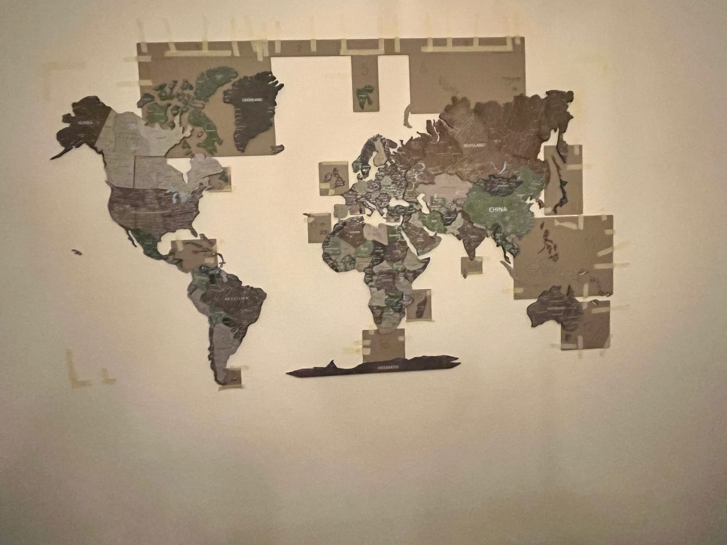 Customer photo review of 3D Wooden World Map Wall Decor -Rustic Style