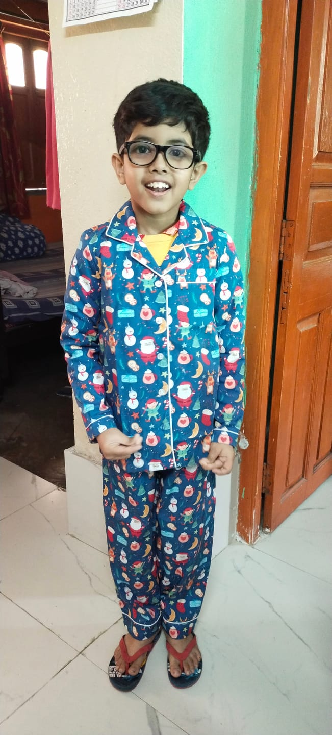 Customer photo review of Dark Blue Jolly Christmas Night Suit