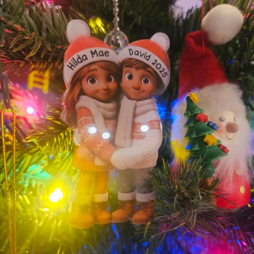 Customer photo review of Couple Hug - Personalized Acrylic Ornament, Christmas Gift For Him, Gift For Her