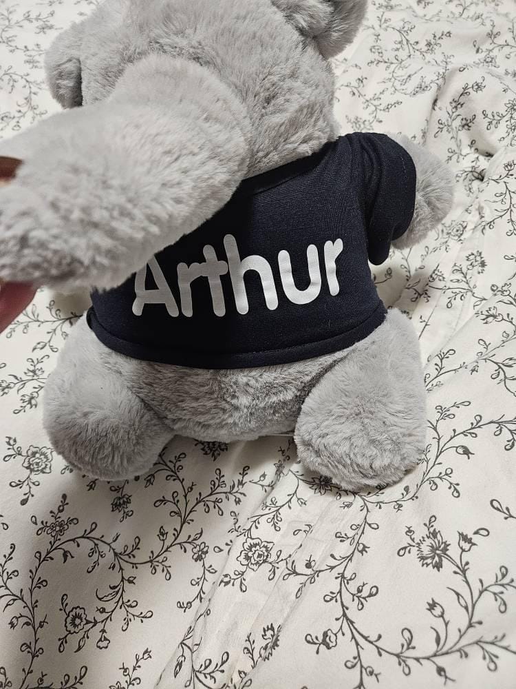 Customer photo review of Custom Plushie T-Shirt — Fits 14–16-inch Plushies