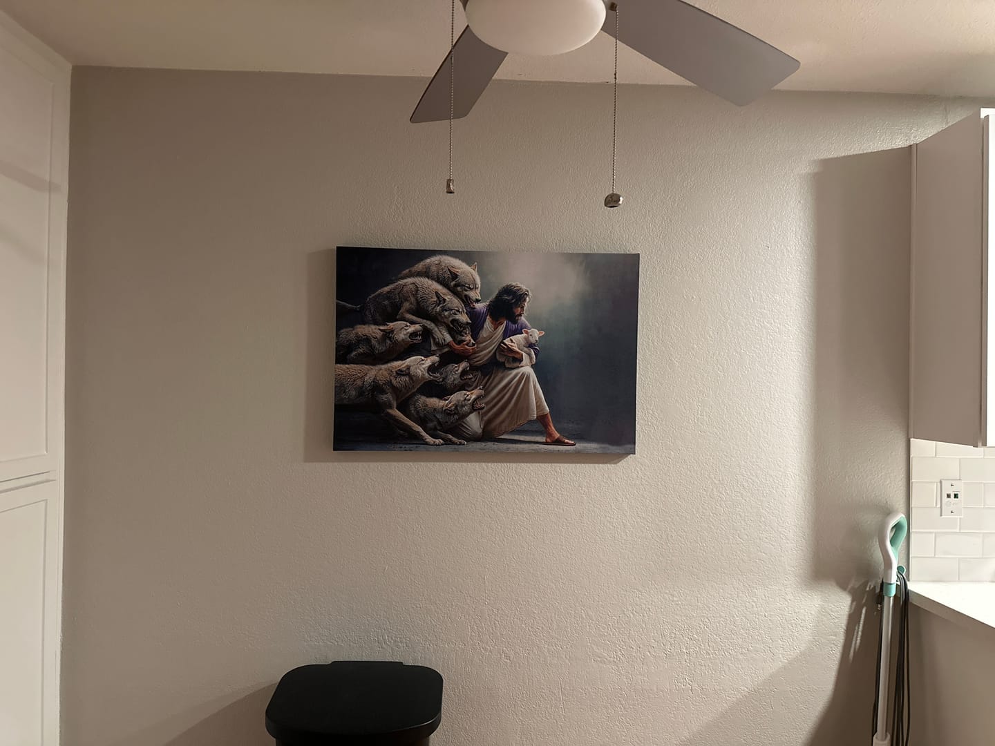 Customer photo review of Jesus Protects The Lamb From Wolves Wall Art Canvas