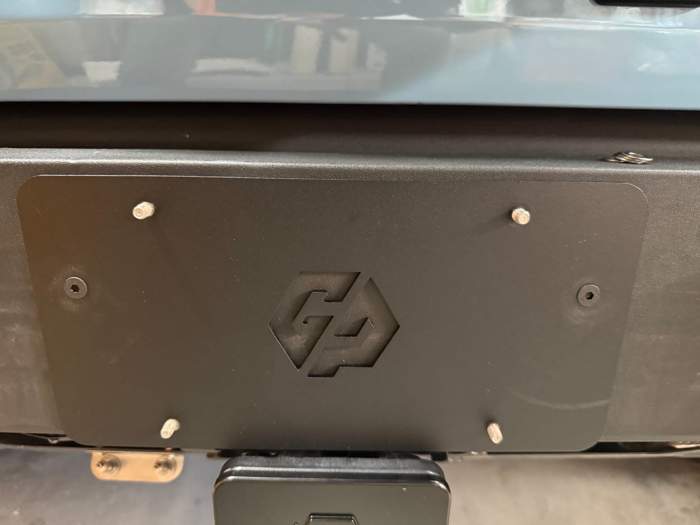 Customer photo review of Ineos Grenadier Rear License Plate Bracket for factory bumper