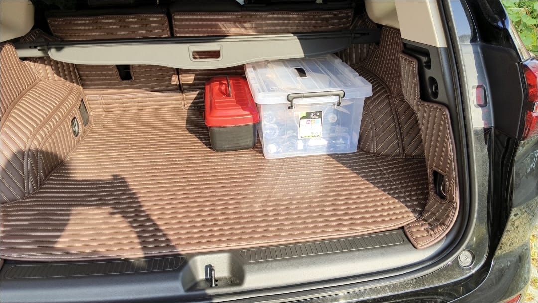 Customer photo review of Stripe Stitching Full Coverage Trunk Mats - Modern Look