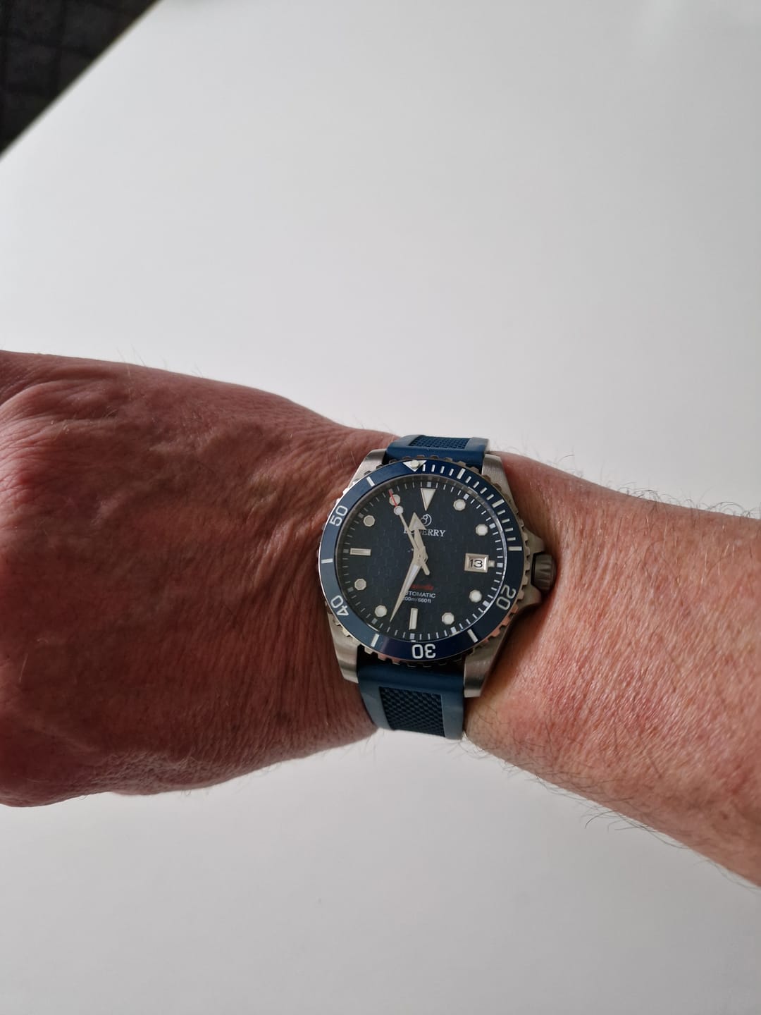 Customer photo review of SEATURTLE.OCEAN(TITANIUM) - Automatic Titanium Diver Watch | Sea Blue