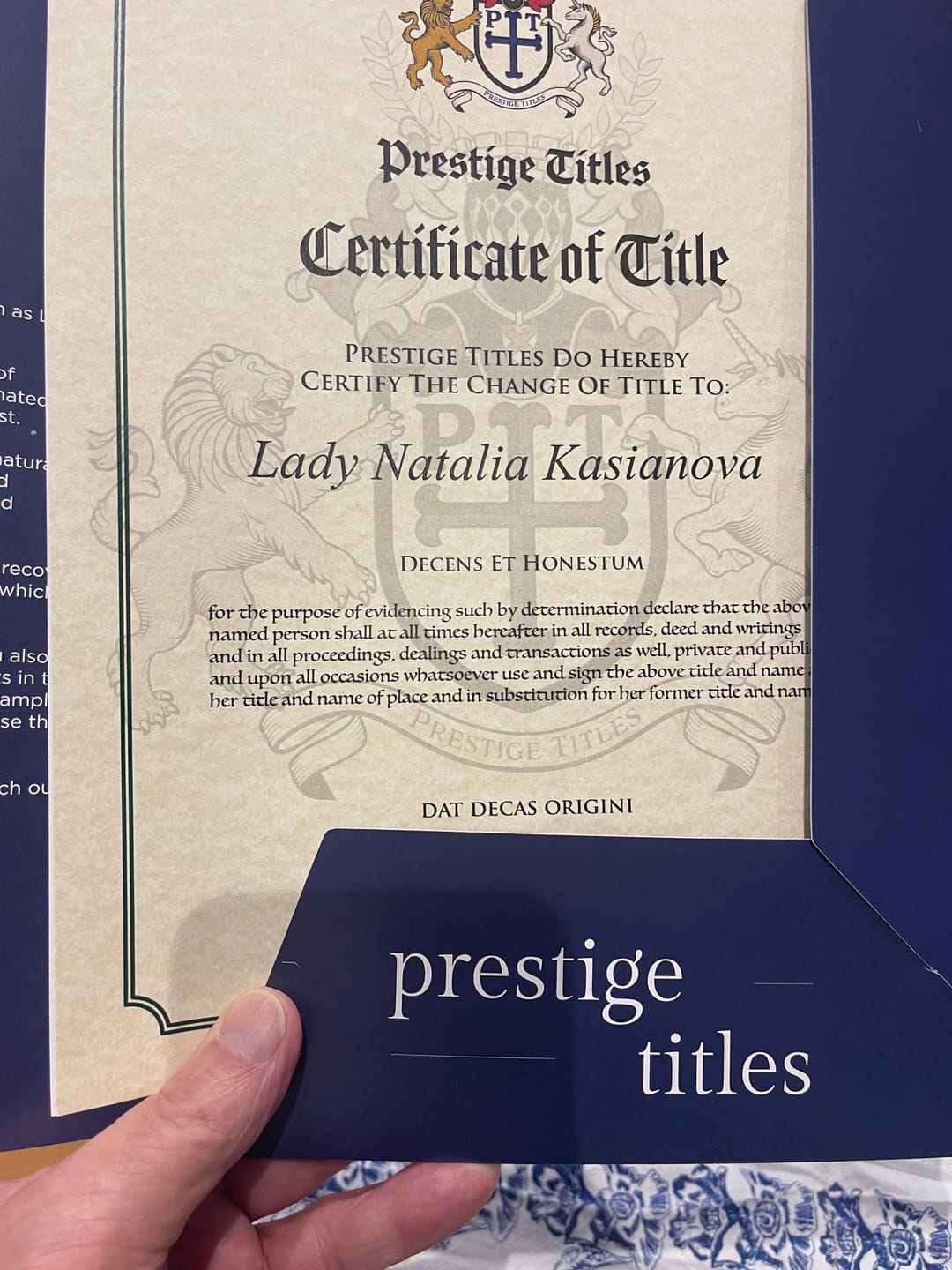 Customer photo review of Lord Title Pack