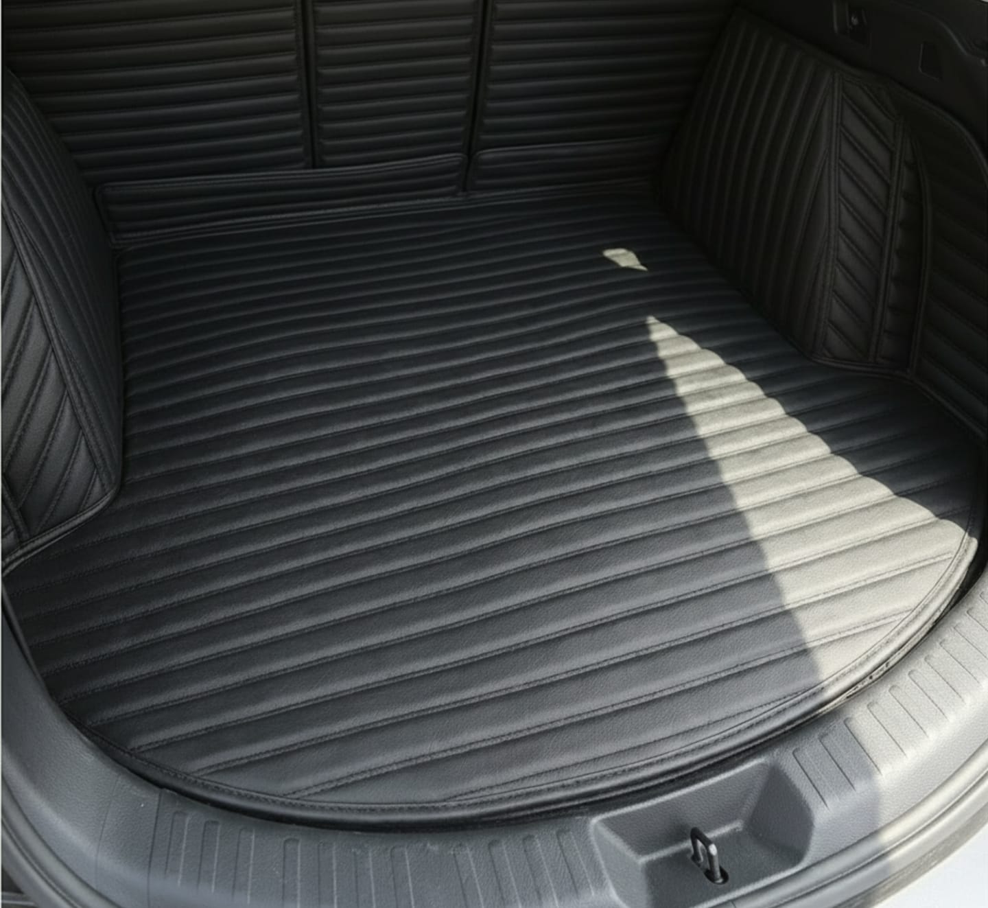 Customer photo review of Stripe Stitching Full Coverage Trunk Mats - Modern Look