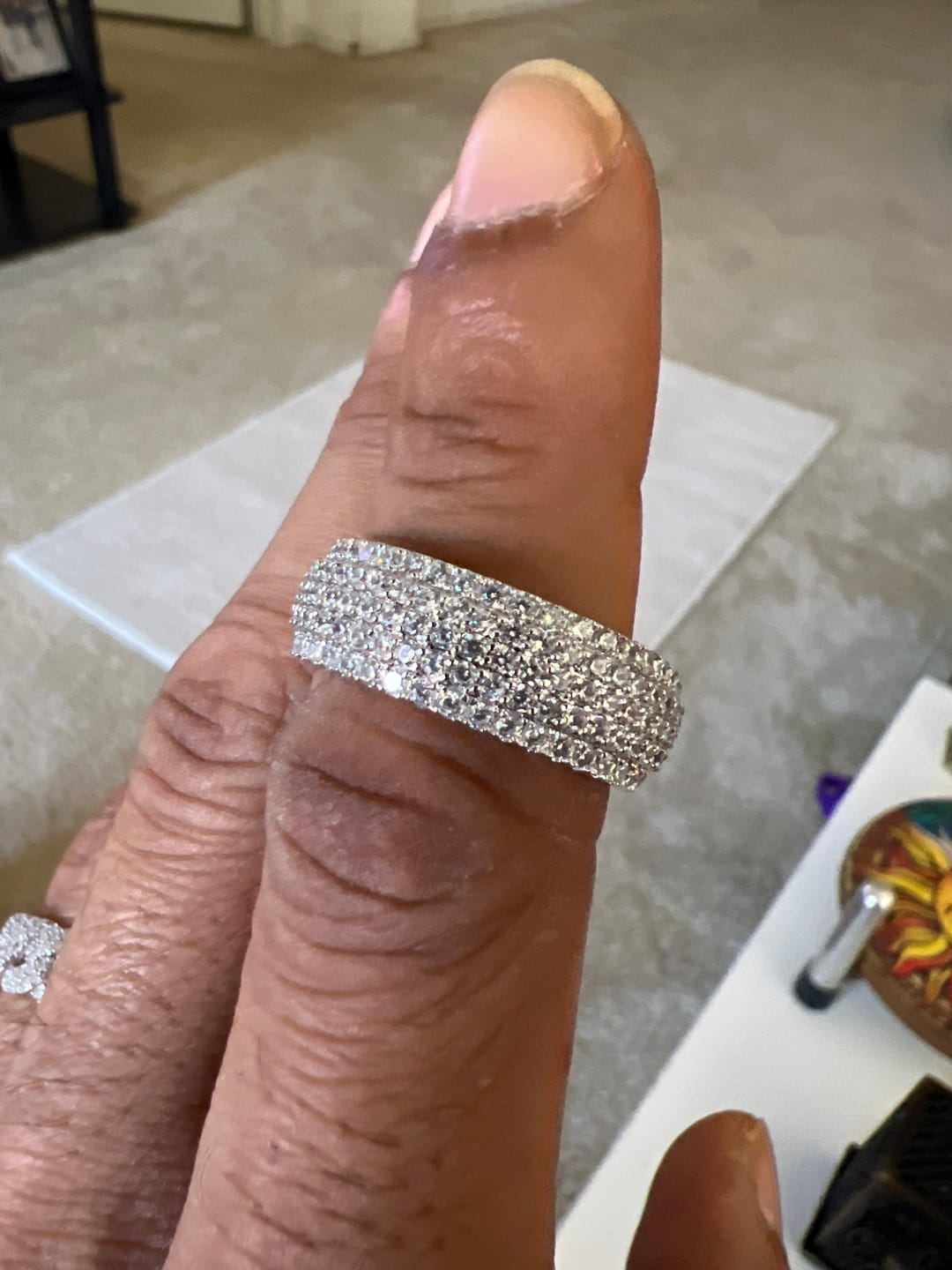 Customer photo review of Moissanite 5 Row Paved Ring - 925 Silver - D Colour - VVS1