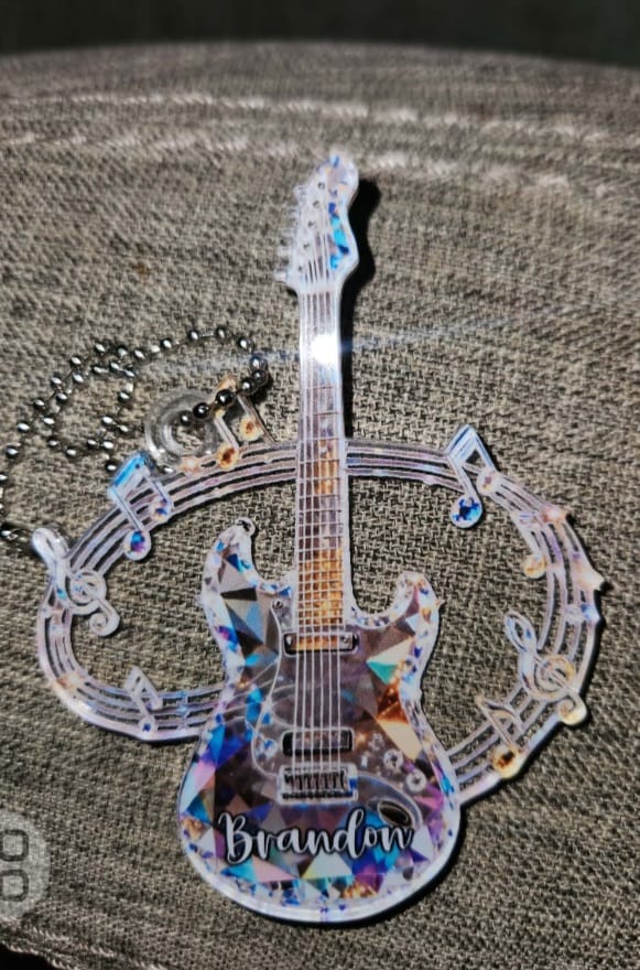 Customer photo review of Personalized electric guitar themed crystal ornaments