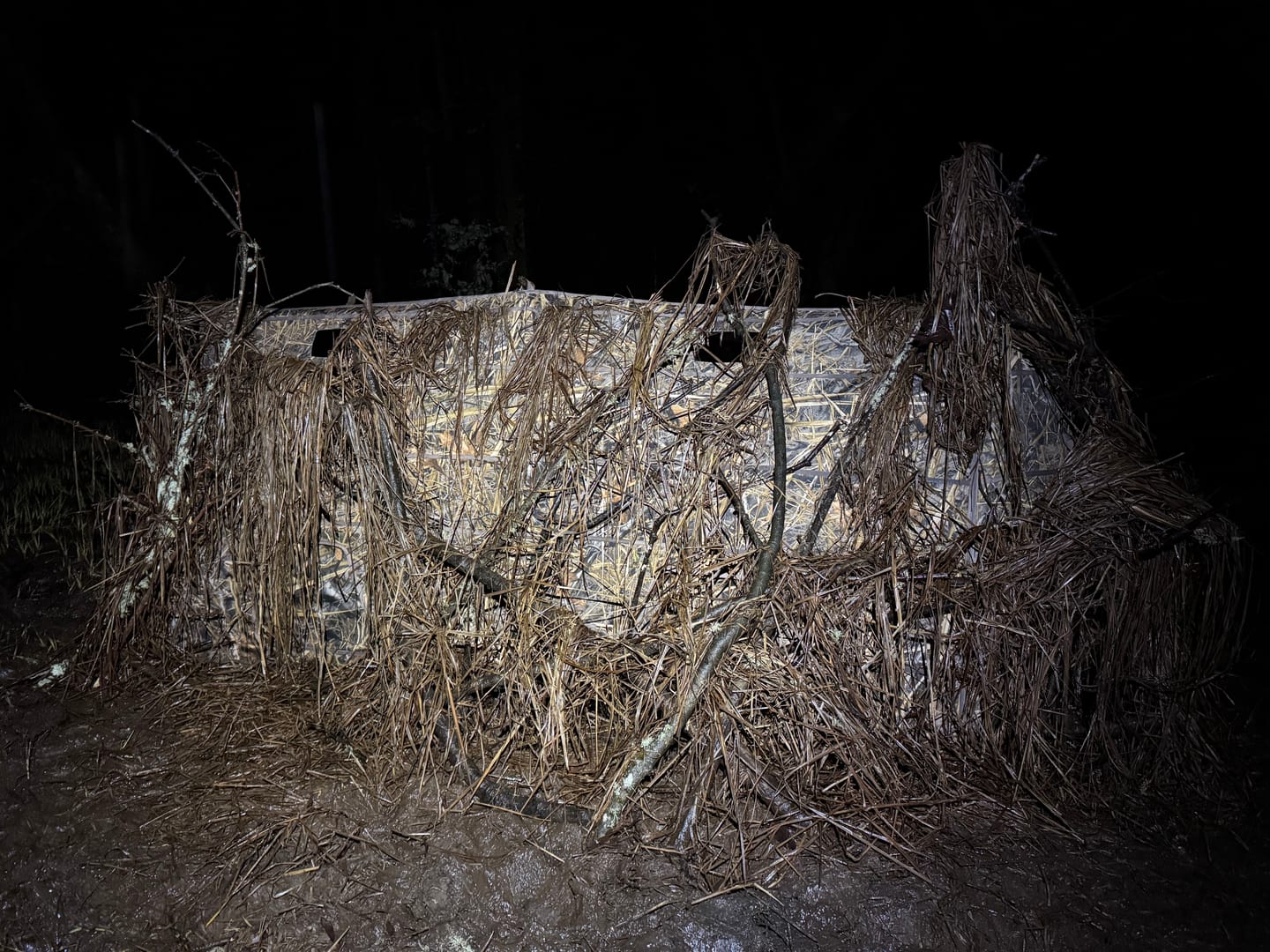 Customer photo review of Modular Panel Hunting Blind | A-Frame Pop Up Duck & Goose Blinds | Portable 3-4 Person Waterfowl Ground Blind Camo