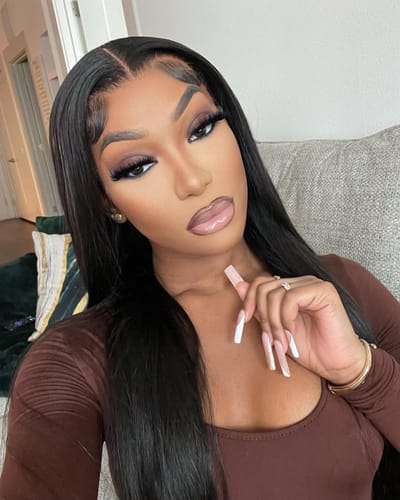Customer photo review of Exquisite Lengths 28"&34" Silky Straight 13x4 HD Lace Front Wig 180% Density