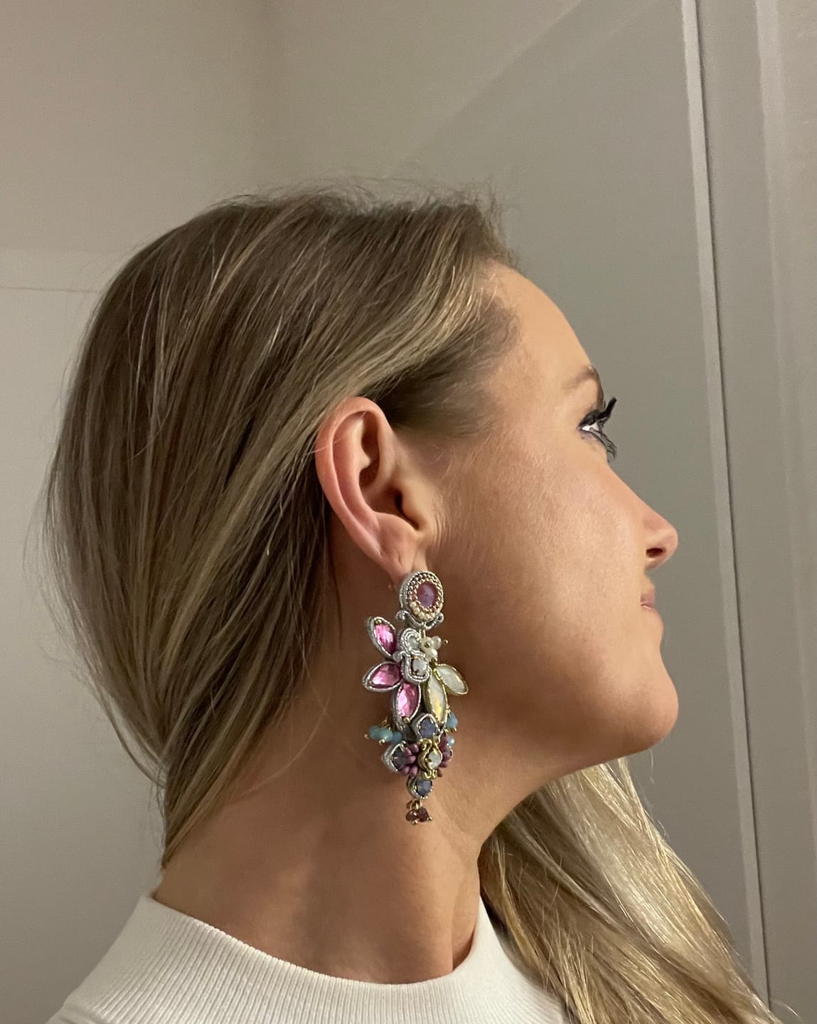 Customer photo review of Große Soutache-Ohrringe in pastelligem Rosa, Hellblau und Weiß
