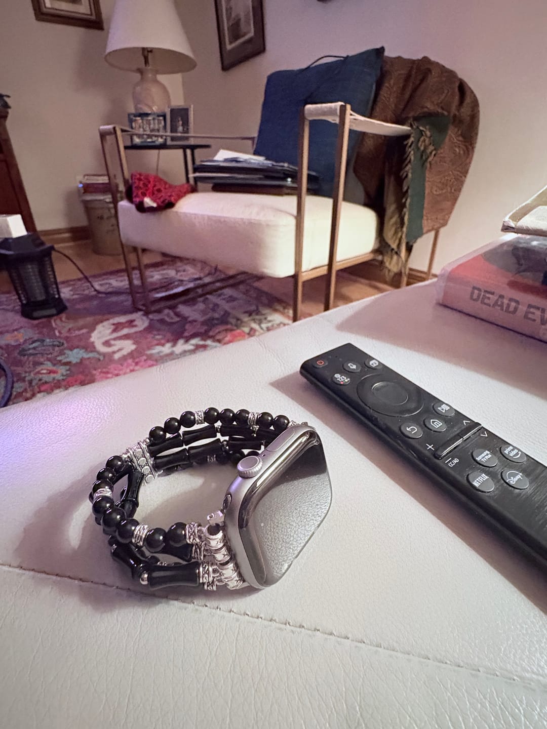 Customer photo review of Pearly Rosette Stretch Apple Watch Strap
