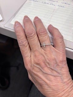 Customer photo review of Sideways Cross Ring