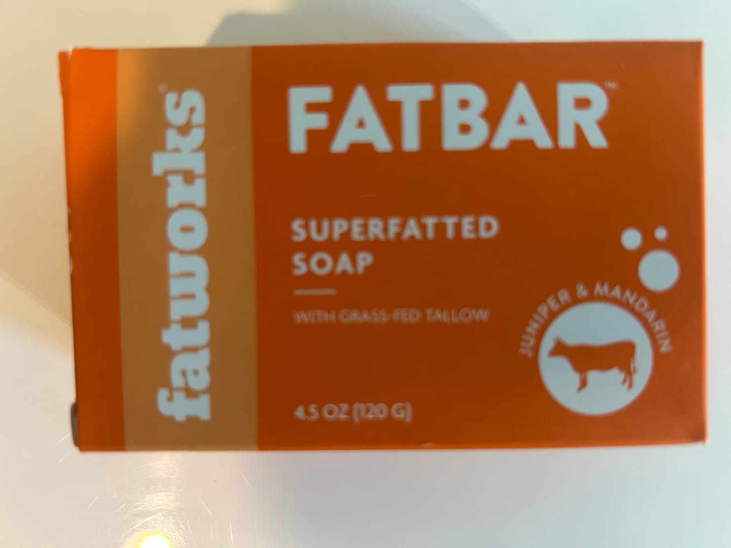 Customer photo review of FATBAR™ Juniper&Citrus (4.25 oz) - Grass-Fed Tallow Soap Bar