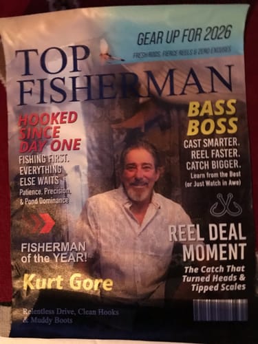 Customer photo review of Personalized "Top Fisherman" Magazine Cover Poster With Photo & Name Angler Funny Fisherman Gift For Fishing Lover