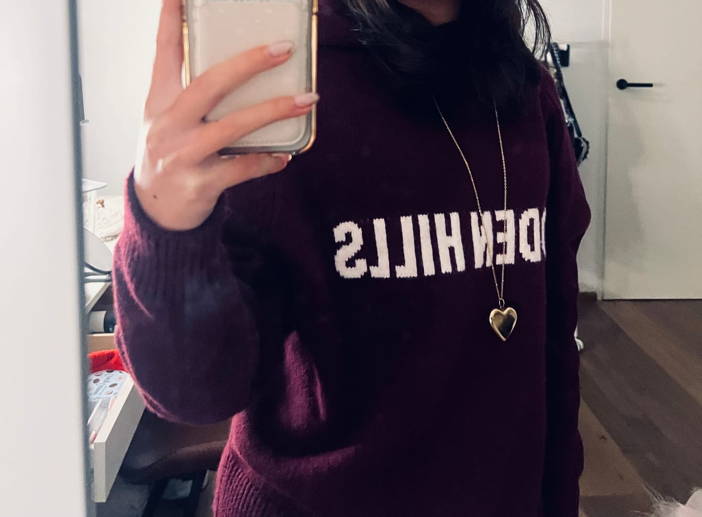 Customer photo review of KNIT HOODIE DARK PLUM
