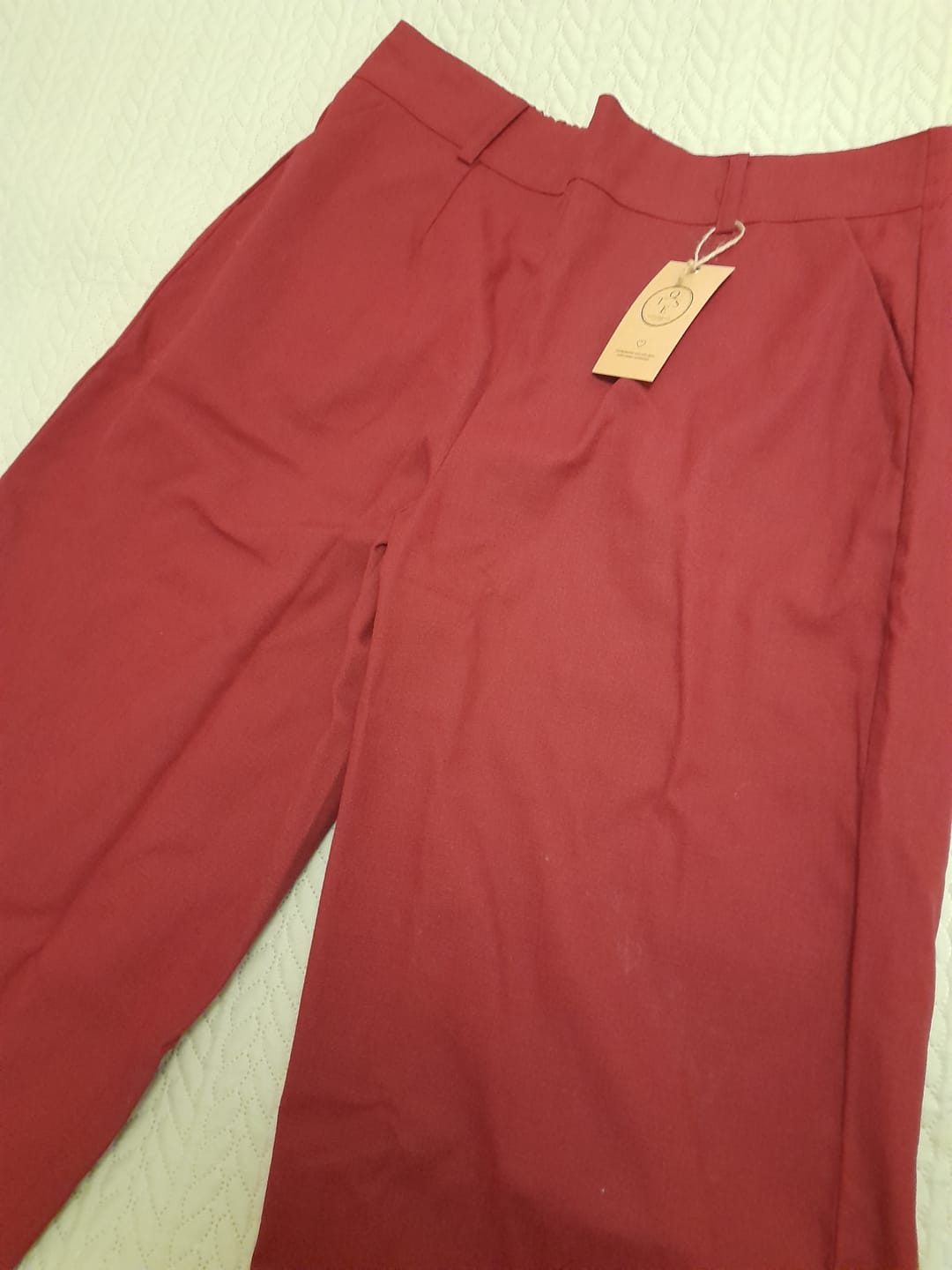 Customer photo review of Pantalon Alex - Toile coton/lin grenat