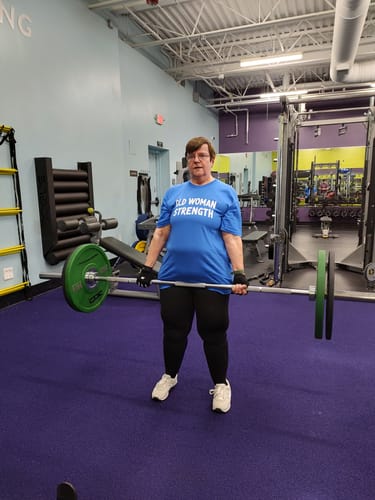 Customer photo review of Old Woman Strength T-Shirt