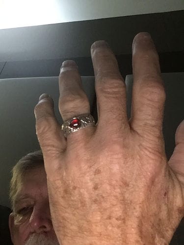 Customer photo review of FuAttract Wealth & Protection Garnet Pixiu Blessing Mantra Ring