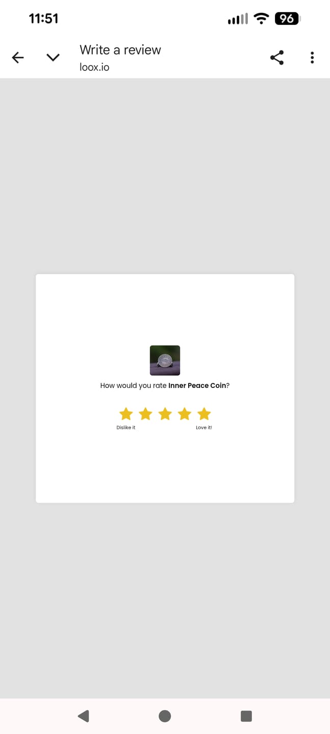 Customer photo review of Inner Peace Coin