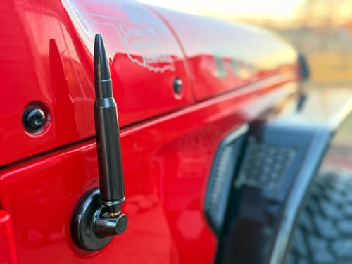 Customer photo review of 50 cal. 5.7" Aftermarket Solid Aluminum Bullet Antenna