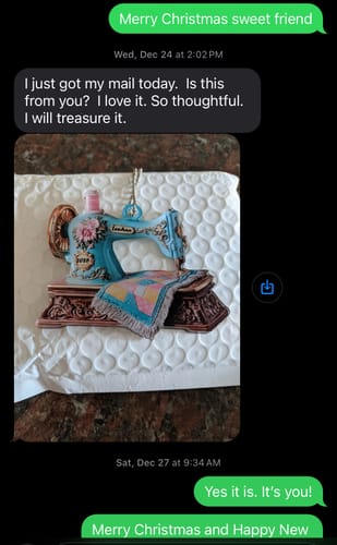 Customer photo review of Personalized Vintage Sewing Machine Acrylic Ornament With Name & Year | 3D Effect | Unique Xmas Gift For Sewing Lovers Seamstress Mom & Crafter