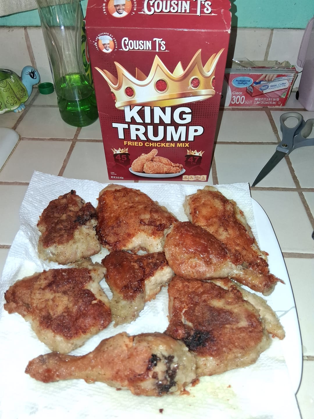 Customer photo review of Cousin T's Gourmet King Trump Fried Chicken Mix