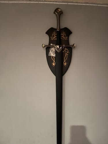 Customer photo review of Anduril Lord of the Rings Plaque & Sheath Sword