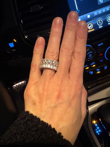 Customer photo review of Louily Eternity Simulated Diamond Wedding Band for Women