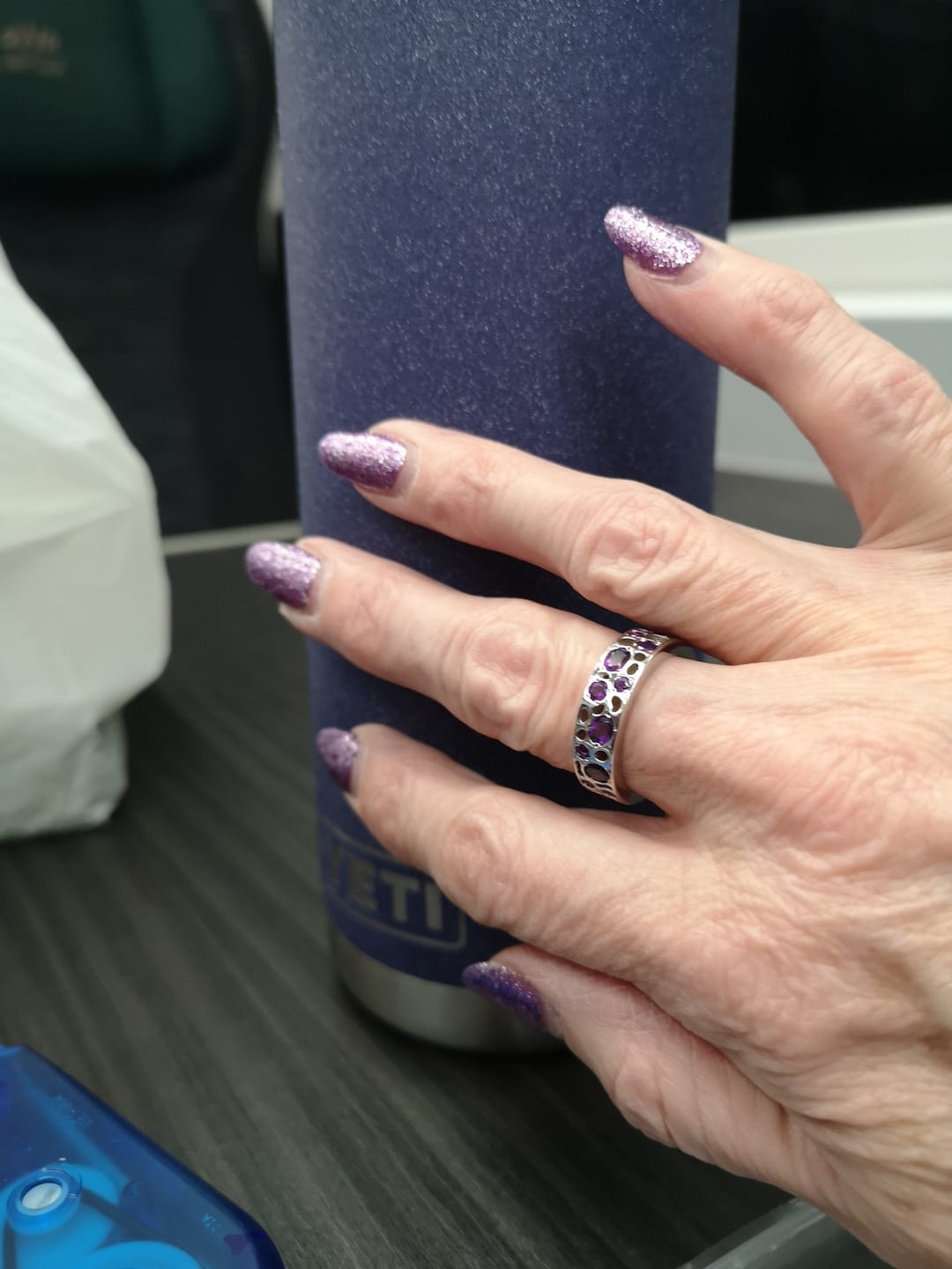 Customer photo review of Amethyst Lattice Band Ring
