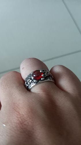 Customer photo review of FuAttract Wealth & Protection Garnet Pixiu Blessing Mantra Ring