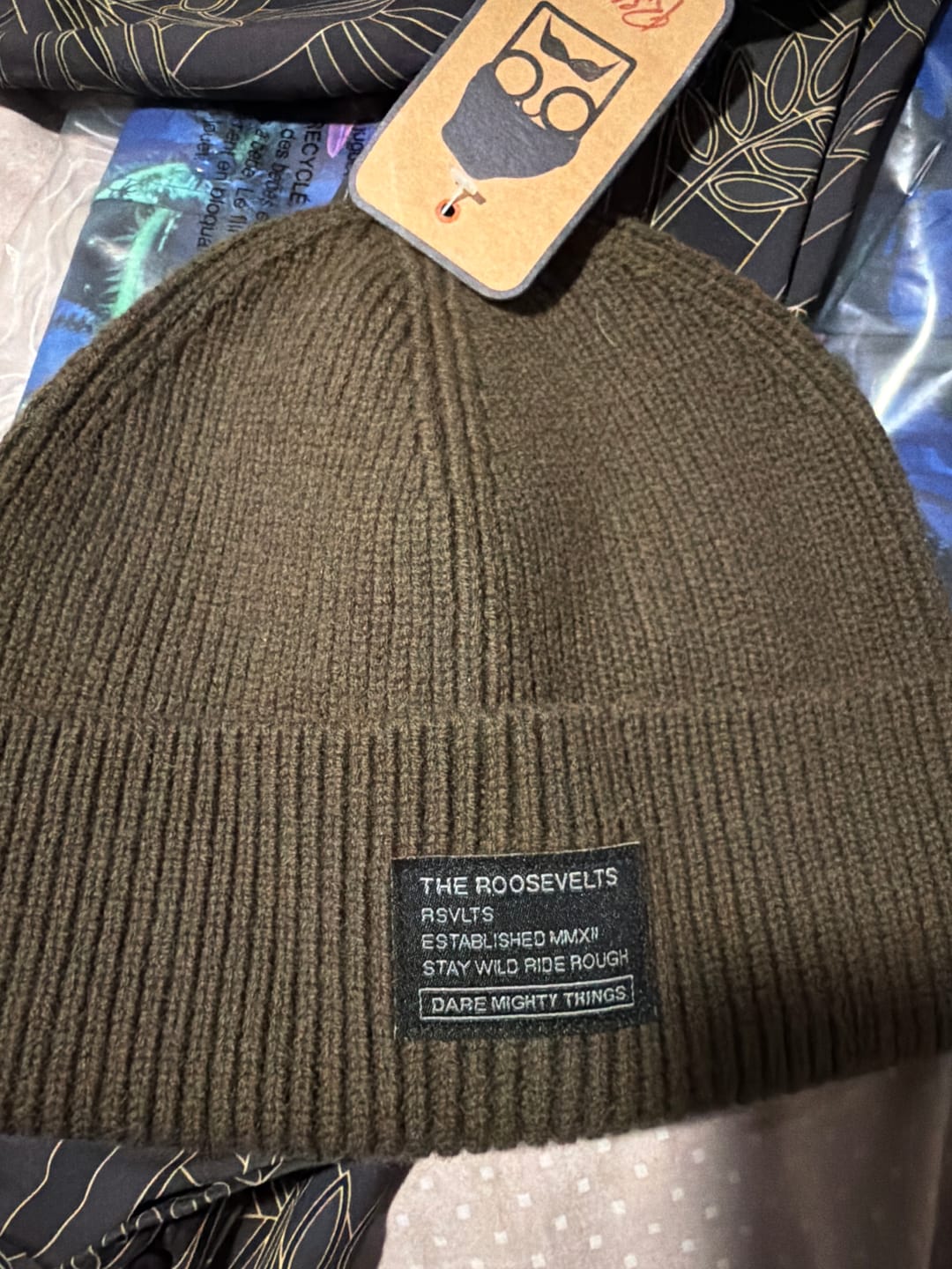 Customer photo review of Merino Wool RSVLTS Olive Beanie