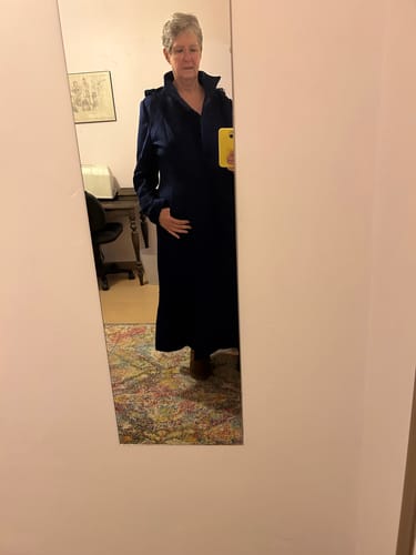 Customer photo review of Xiaolizi Navy Long Wool Coat for Women – Handmade Fit-and-Flare Maxi Winter Coat 1830