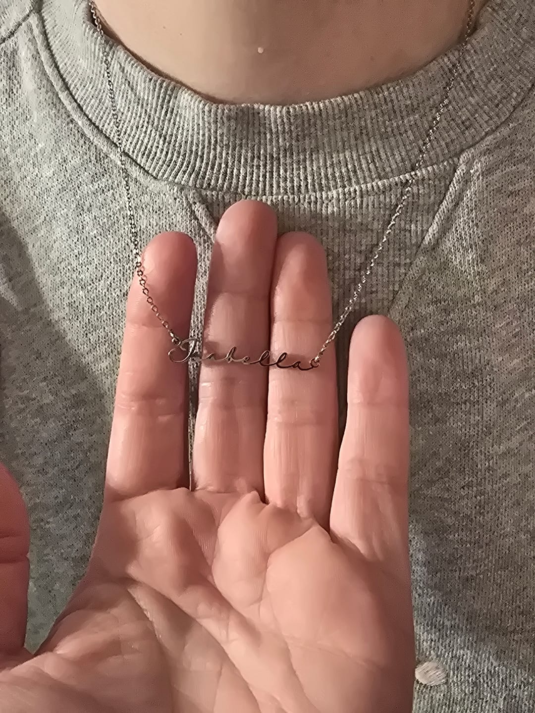 Customer photo review of Custom Cursive Name Necklace