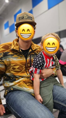 Customer photo review of Lazy J Ranch Men's Mustard Aztec Print Quarter Zip Fleece Pullover