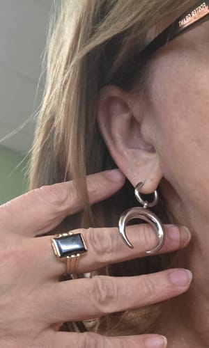 Customer photo review of Crescent Moon Earrings