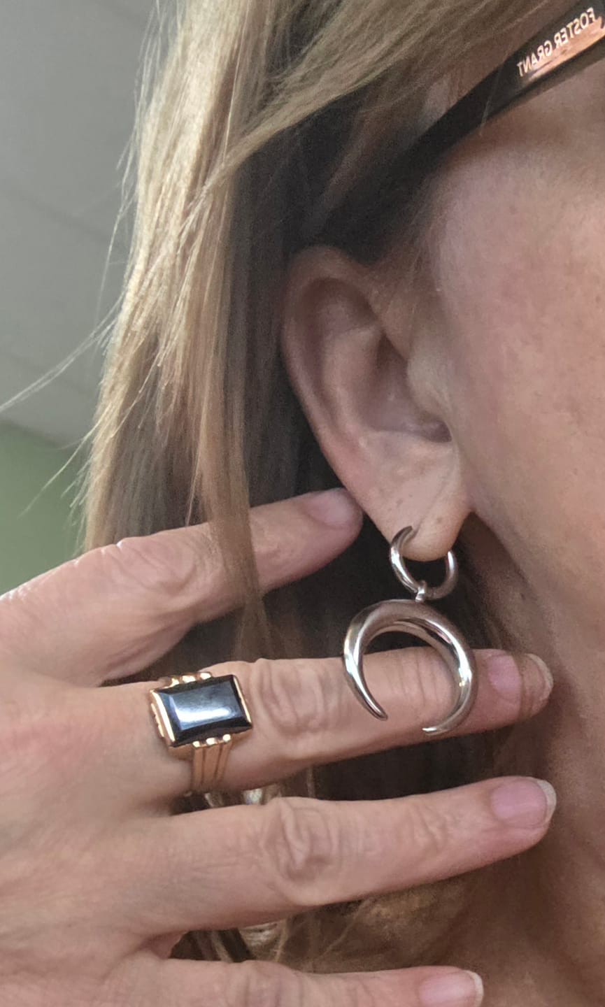 Customer photo review of Crescent Moon Earrings